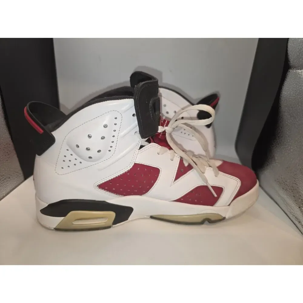 Air Jordan 6 Retro Carmine 2014 Size 9.5 White Red 384664-160 Men's Shoes